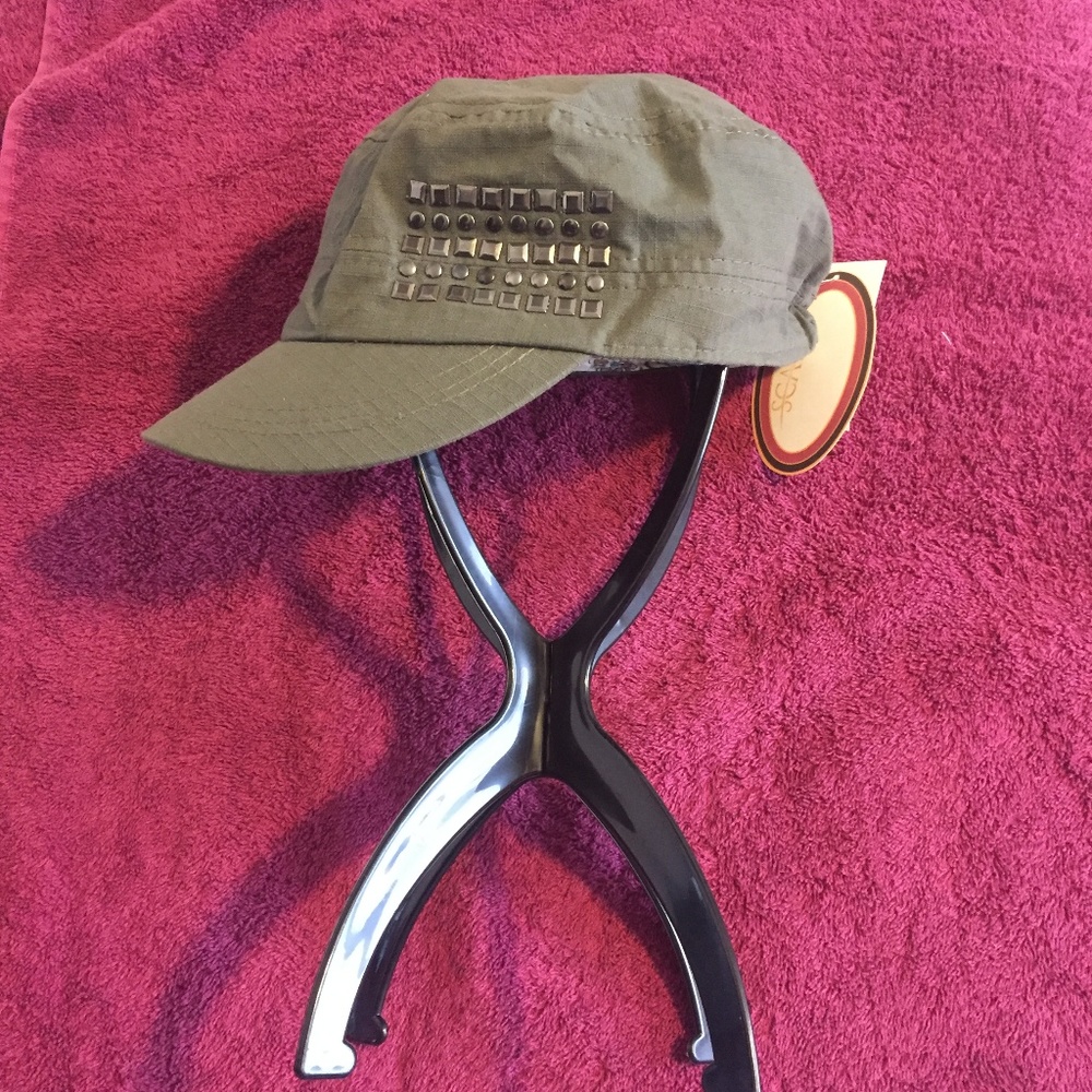 New Scala Green with Silver Studs Cotton Cadet Hat
